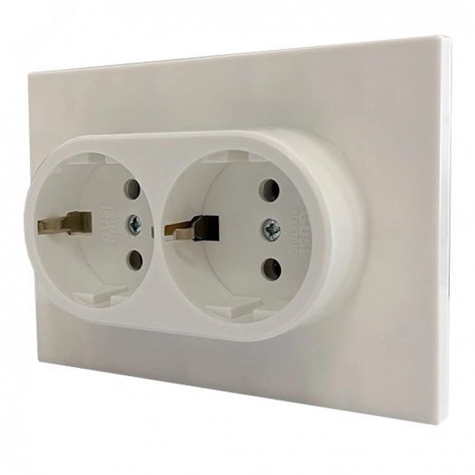 GUSI Ugra механизм розетки двойной с заземлением с защитной шторкой, скрытая установка, 16А, 250В. Цвет белый