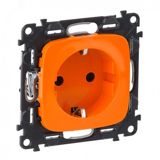 Valena ALLURE Розетка силовая 2К+З 16А 250В со шторками безвинтовые зажимы с лицевой панелью Оранжевая