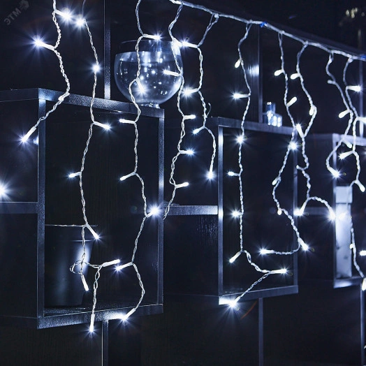 Бахрома светодиодная с эффектом мерцания 25м Соединяемая 440 светодиодов Белый свет ULD-B25006-440/TTK WHITE IP44  Провод прозрачный