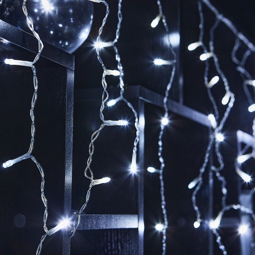 Бахрома светодиодная с эффектом мерцания 25м Соединяемая 440 светодиодов Белый свет ULD-B25006-440/TTK WHITE IP44  Провод прозрачный