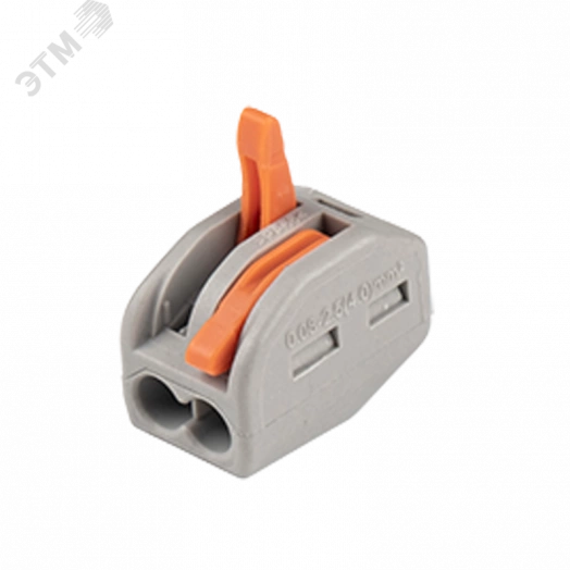 Клеммы монтажные многоразовые PTC-2P 222-412 450V 32A 0,08-2,5(4.0)mm2 , 2 отверстия, серые 10 шт.