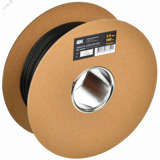 Оплетка кабельная 3-5мм полиэстер 200м черная IEK
