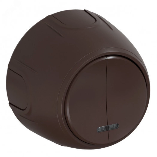 Выключатель двойной  Rotondo с подсветкой, цвет коричневый