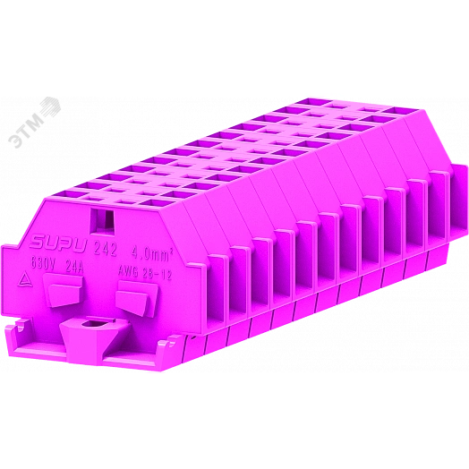 Клемма TB 1-1 с бок. подключ. с фиксирующим фланцем, розовая