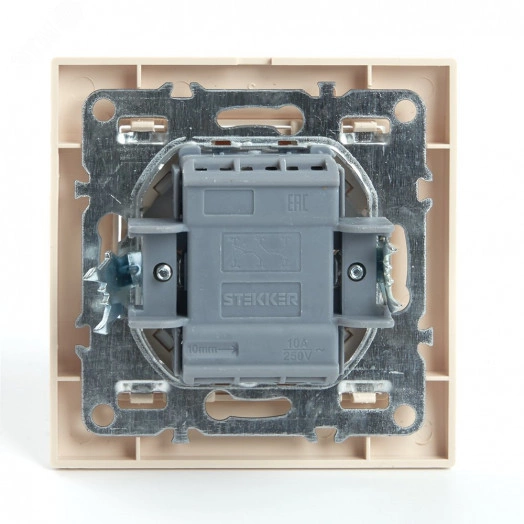Переключатель двухклавишный, 250В, 10А, серия Эрна, слоновая кость, Stekker