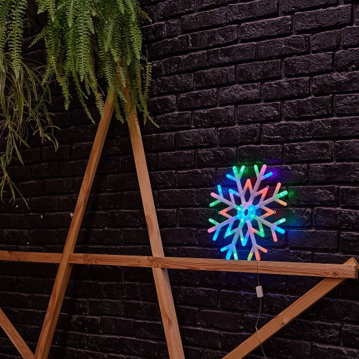 Фигура светодиодная Снежинка 40х40см Подвесная 48 светодиодов RGB свет Провод прозрачный   ULD-H4040-048/DTA RGB IP20 SNOWFLAKE TM Uniel