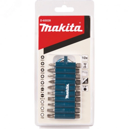 Набор насадок бит 10 шт. подвесной (в резиновом холдере с карабином)