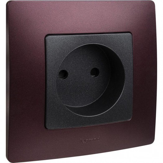 Механизм розетки 1-м СП Etika 16А IP31 250В 2P без заземл. защ. шторки немецк. стандарт винт. клеммы антрацит Leg 672634