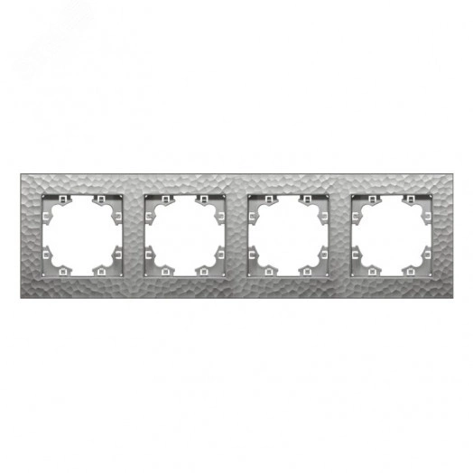 Рамка фактурная 4 поста универсальная UNIVersal Афина серебро (еврослот)