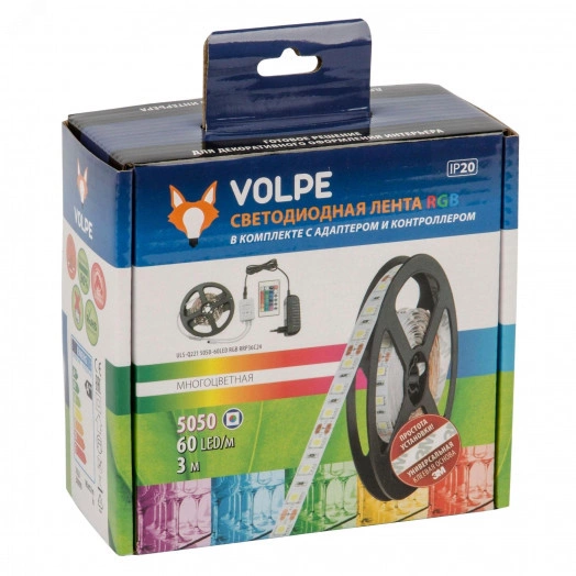 Комплект светодиодной ленты ULS-Q221 5050-60LED-m-IP20-3M-RGB RRP36C24  3м IP20 RGB Адаптер 36Вт Контроллер с пультом TM Volpe