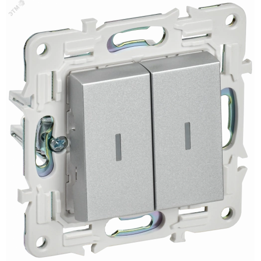 SKANDY Выключатель 2-клавишный с индикацией 10А SK-V09S серебряный IEK