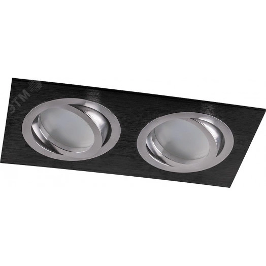 Светильник ИВО-2х50w G5.3 поворотный прямоугольный черный-хром