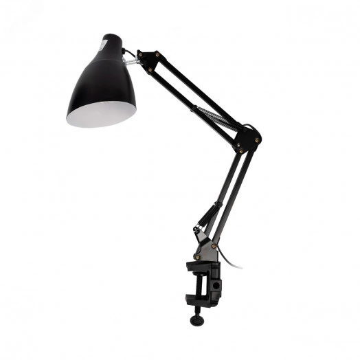 Светильник настольный TBL-02 Е27 на струбцине утяжеленная подставка черный ФАZА