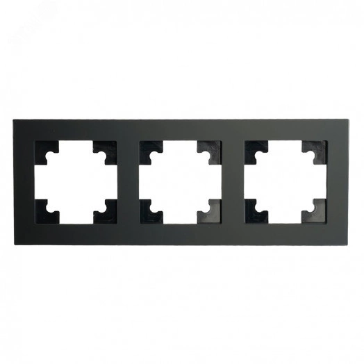 Рамка 3-местная, стекло, Катрин, черный матовый