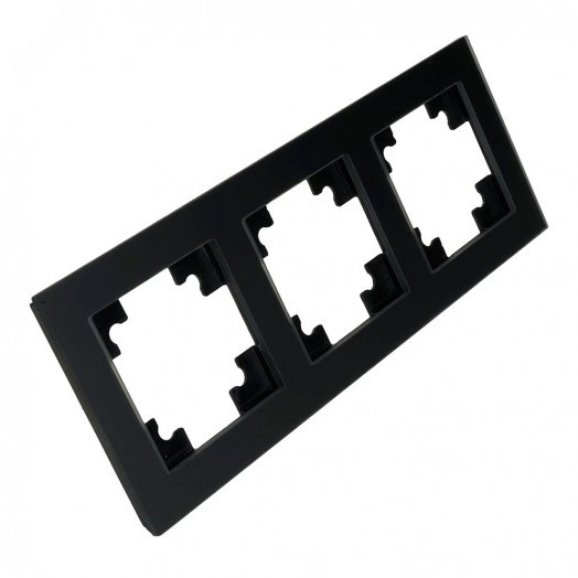 Рамка 3-местная, стекло, Катрин, черный матовый