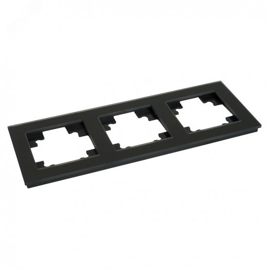 Рамка 3-местная, стекло, Катрин, черный матовый