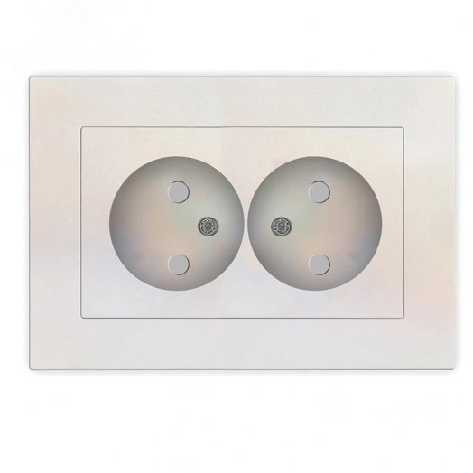 Розетка двухместная UNIVersal серия Афина б/з, с/у, з/ш, 16А, 220В, жемчуг (еврослот), механизм