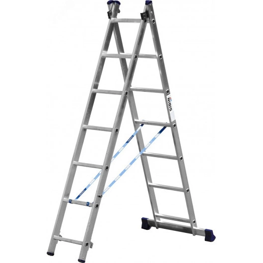 Лестница двухсекционная, алюминиевая, со стабилизатором, 7 ступеней