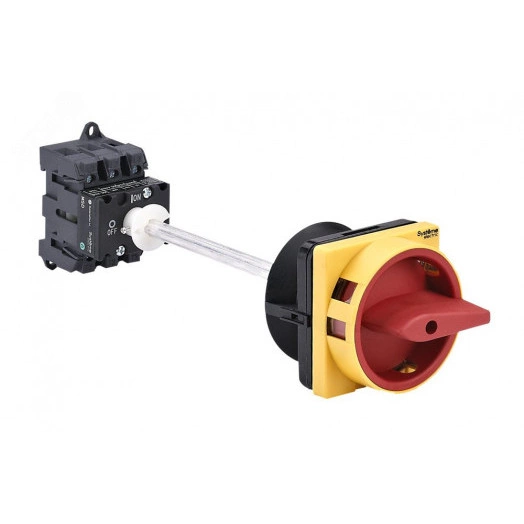 ВЫКЛЮЧАТЕЛЬ-РАЗЪЕДИНИТЕЛЬ 3P 25A С КРАСНОЙ ВЫНОСНОЙ РУКОЯТКОЙ НА ДИН-РЕЙКЕ/ПЛАТЕ