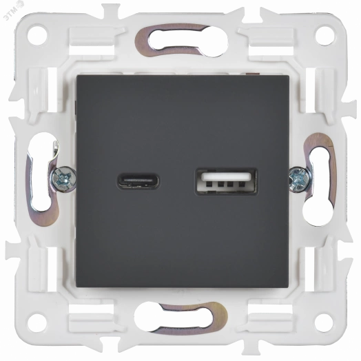 SKANDY Розетка USB A+C 18Вт SK-R13G графит IEK