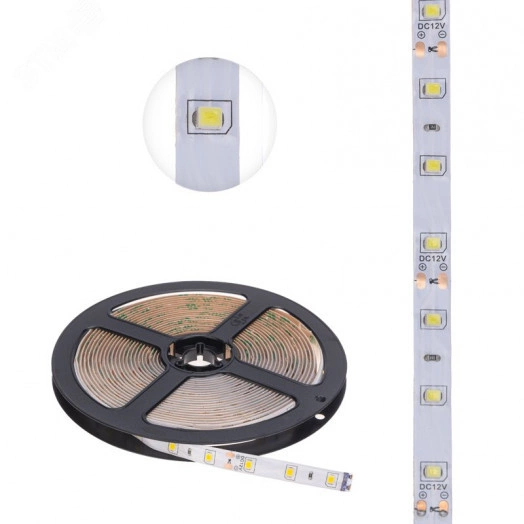 Лента LED 5 м 12 В 2835 2700 К IP65 60 LED/м для БП с клеммами LAMPER