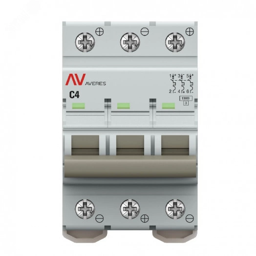 Выключатель автоматический AV-10 DC 3P 4A (C) 10kA EKF AVERES