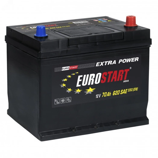 Аккумулятор автомобильный EUROSTART Extra Power Asia 70Ah R+ (нижний борт)