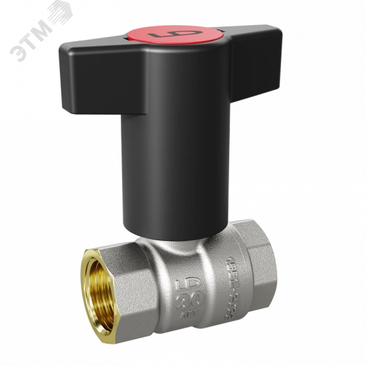 Кран шаровой латунный никелированный Ду 15 Ру 40 (1/2') ВР/ВР Т-рукоятка