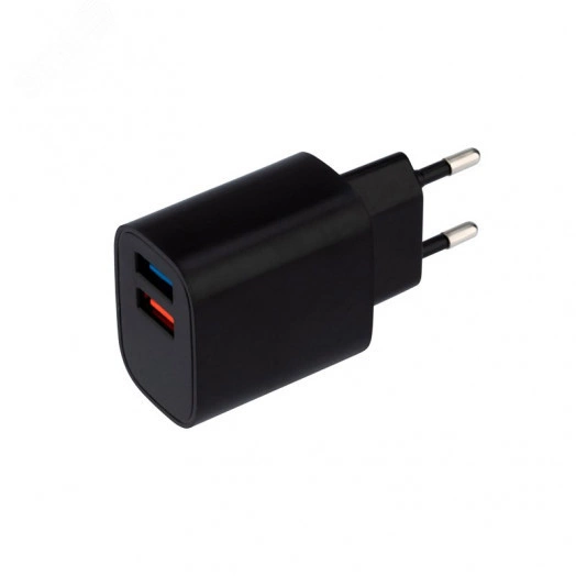 Устройство сетевое зарядное 2 x USB, 5V, 2.4 A, черное,