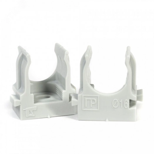 Крепеж-клипса для труб для прямого монтажа серая в гофроящике d16 мм (1400шт/кор)