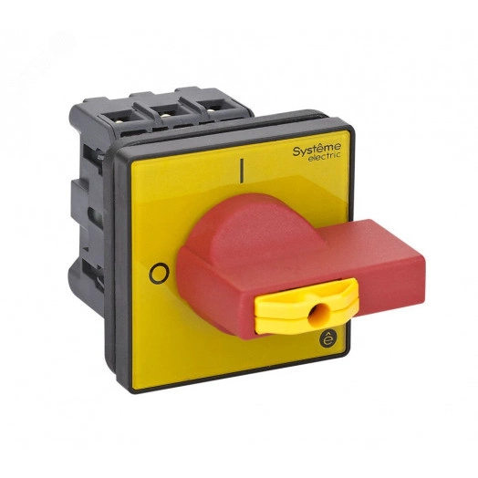 ВЫКЛЮЧАТЕЛЬ-РАЗЪЕДИНИТЕЛЬ 3P 25A IP20 С КРАСНОЙ РУКОЯТКОЙ НА ДВЕРЦУ 4 ВИНТА 1 ЗАМОК