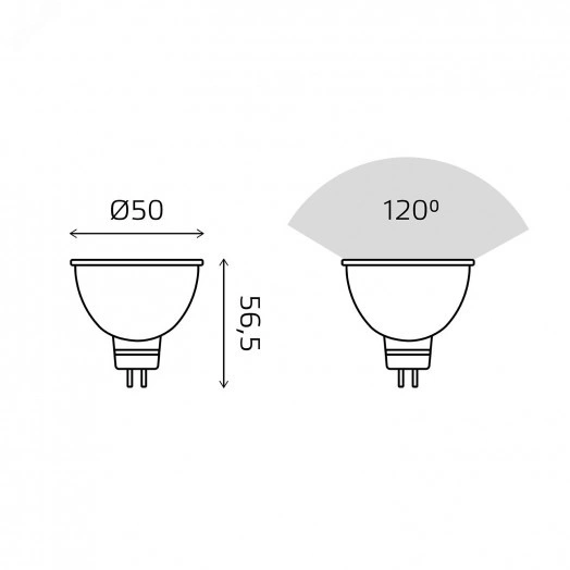 Лампа светодиодная LED 5.5 Вт 490 лм 4100К AC180-240В GU5.3 софит MR16 нейтральный (промоупаковка 3 лампы) Basic Gauss