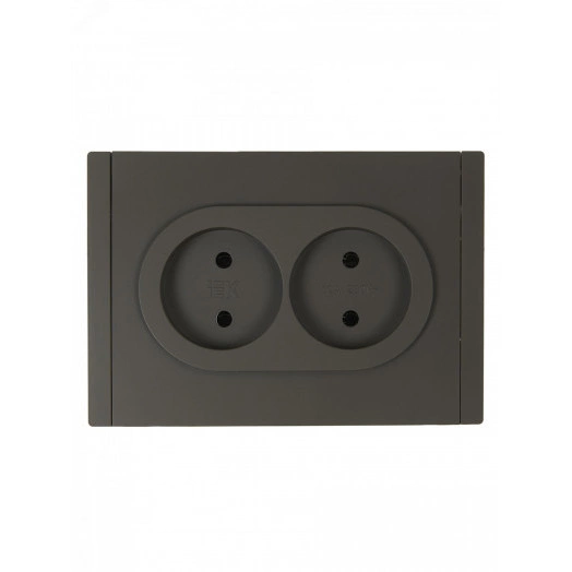 FORTE&PIANO Розетка 2-местная без заземления без защитных шторок безвинтовое крепление 10А FP326 серый IEK