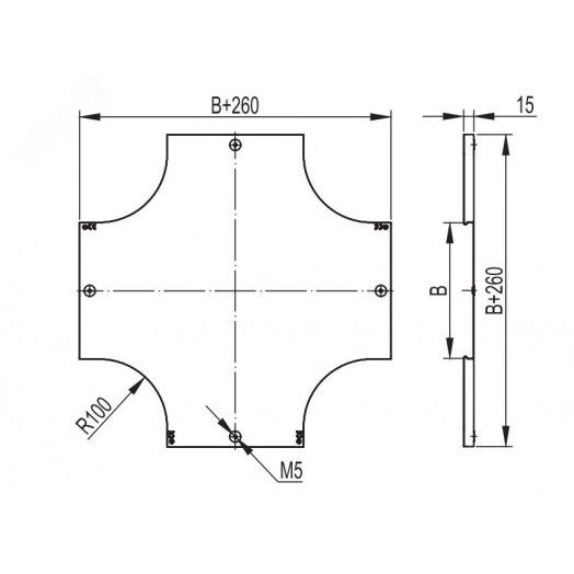 Крышка на ответвитель DPX крестообразный осн.150 в комплекте с метизами и пластинами PTCE