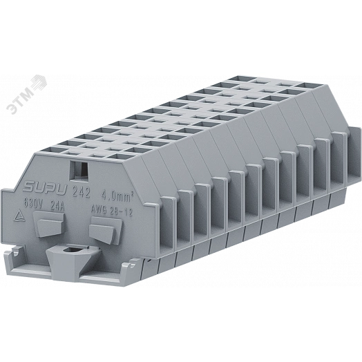 Клемма TB 1-1 с бок. подключ. с фиксирующим фланцем, серая