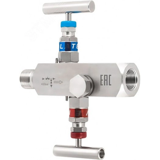 Клапан игольчатый двухвентильный SS-2R FM20х1.5-MM20х1.5 (внутр.-наруж.) нерж. сталь макс.рабочее давление 40 МПа