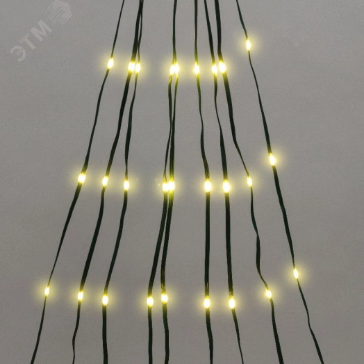 Гирлянда светодиодная из росы с макушкой на елку 9 нитей х 2м, 200LED эффект водопада теплый белый цвет 230В