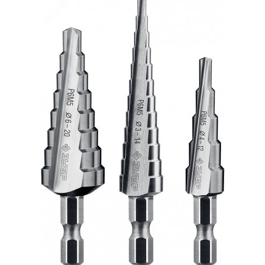 Набор ступенчатых сверл, 3 шт., 3-20мм, Профессионал