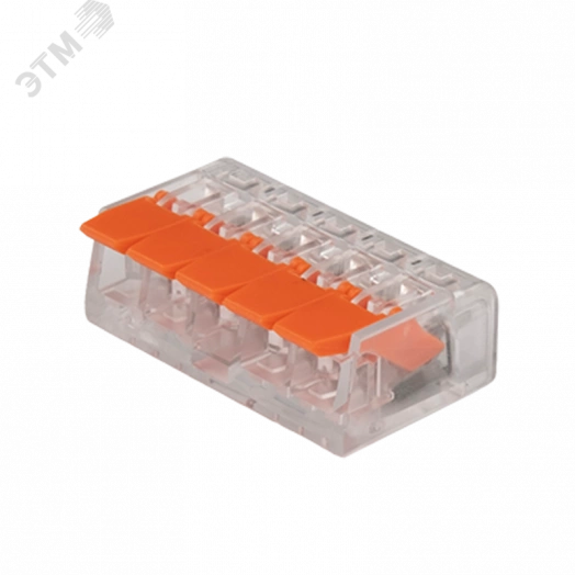Клеммы монтажные многоразовые  PTC-5P 221-415 450V 32A 0,14-4.0mm2,  5 отверстий, прозрачные / 50шт.