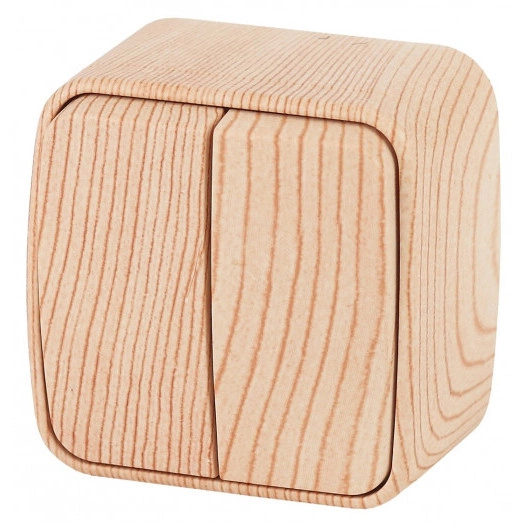 Выключатель двойной, 10A-250В, ОУ, Polo, сосна,3-104-11