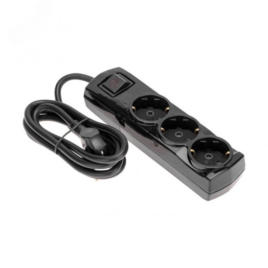 Удлинитель PREMIUM 3 гнезда, 1,5 м, 3х1,5 мм2, с/з, с выключателем, черный