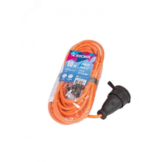 Удлинитель шнур 10м 1 гнездо ПВС 2*1.5 мм 16А 220В 3500Вт УХ16