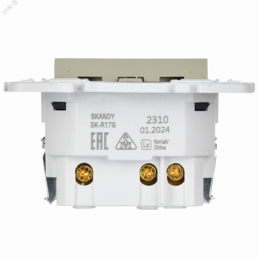 SKANDY Розетка с заземлением с защитными шторками 16А с USB C 18Вт SK-R17B бежевый IEK