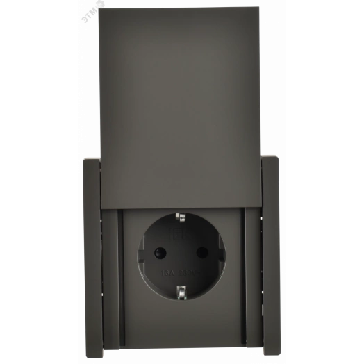 FORTE&PIANO Розетка 1-местная с заземлением с защитными шторками и крышкой безвинтовое крепление 16А IP44 FP319 серый IEK