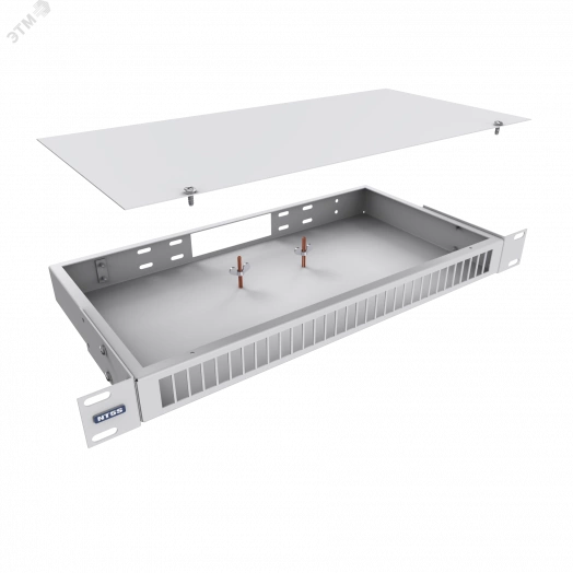 Кросс NTSS оптический 19'' укомплектованный 1U. 16 портов SC/UPC duplex. 9/125 мкм (сплошная панель. сплайс-кассета. пигтейлы. КДЗС. адаптеры) серый RAL 7035