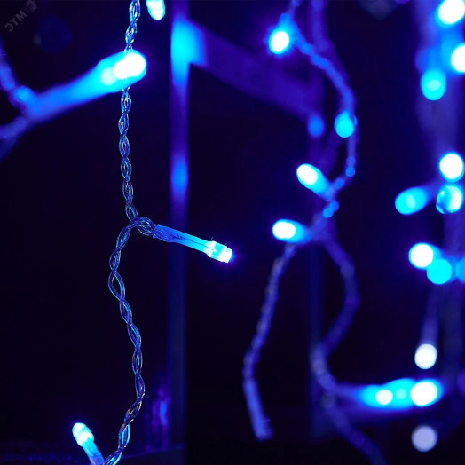 Бахрома светодиодная с эффектом мерцания 25м Соединяемая 440 светодиодов ULD-B25006-440/TTK BLUE-WHITE IP44  Синий и белый свет Провод прозрачный