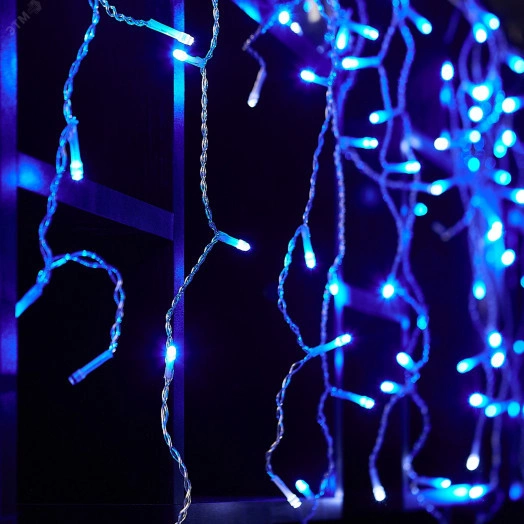 Бахрома светодиодная с эффектом мерцания 25м Соединяемая 440 светодиодов ULD-B25006-440/TTK BLUE-WHITE IP44  Синий и белый свет Провод прозрачный