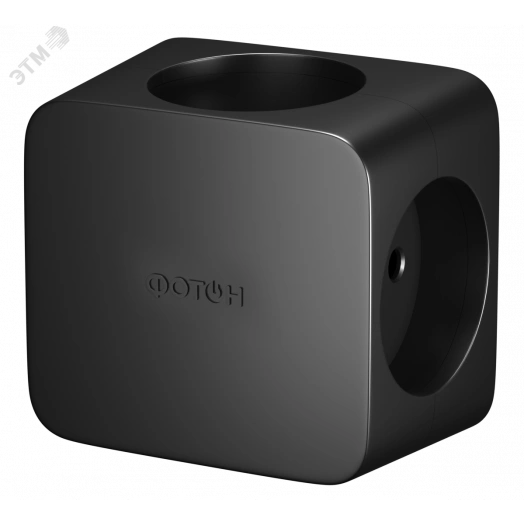 Разветвитель электрический (четверник, куб)  АМ 16-4, 16А, черный