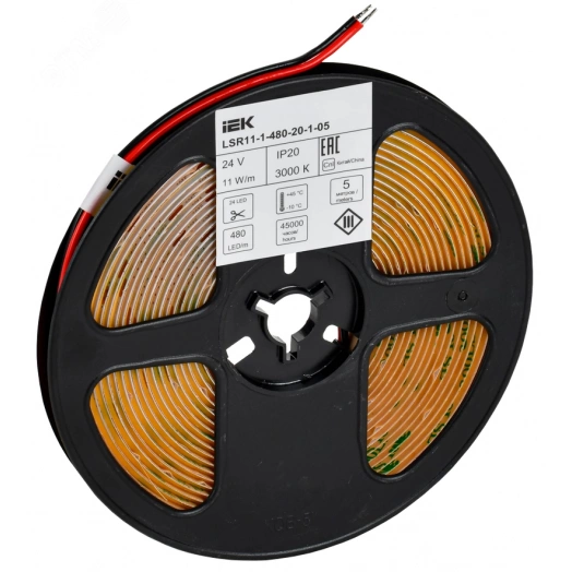 Лента LED 5м COB-480LED 11Вт/м IP20 8мм 24В 3000К IEK