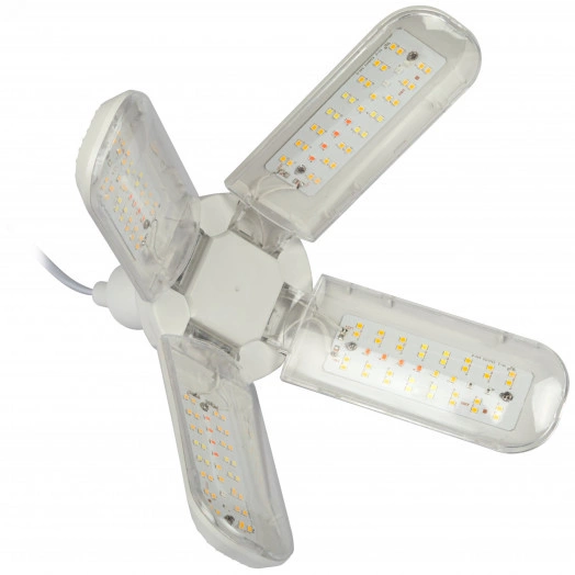 Фитолампа для растений светодиодная FITO-36W-Rа90-E27-FOLD 4-х лепестковая полного спектра 36 Вт Е27